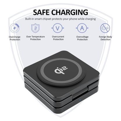 SMARTUNO™ Trifold 3-in-1 MagSafe Qi2 Fast Wireless Charger Stand for iPhone, AirPods, iWatch & Other Qi2-Enabled Devices