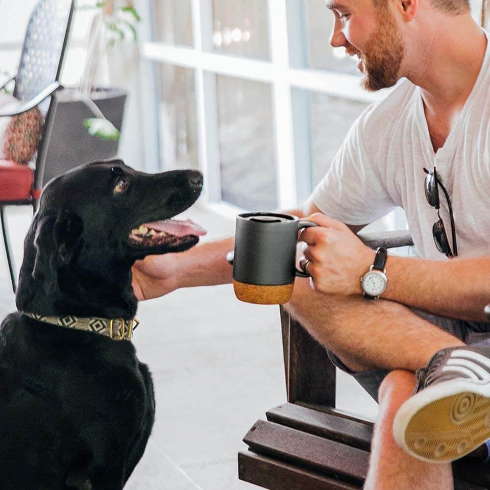 Black Mug with Cork Base