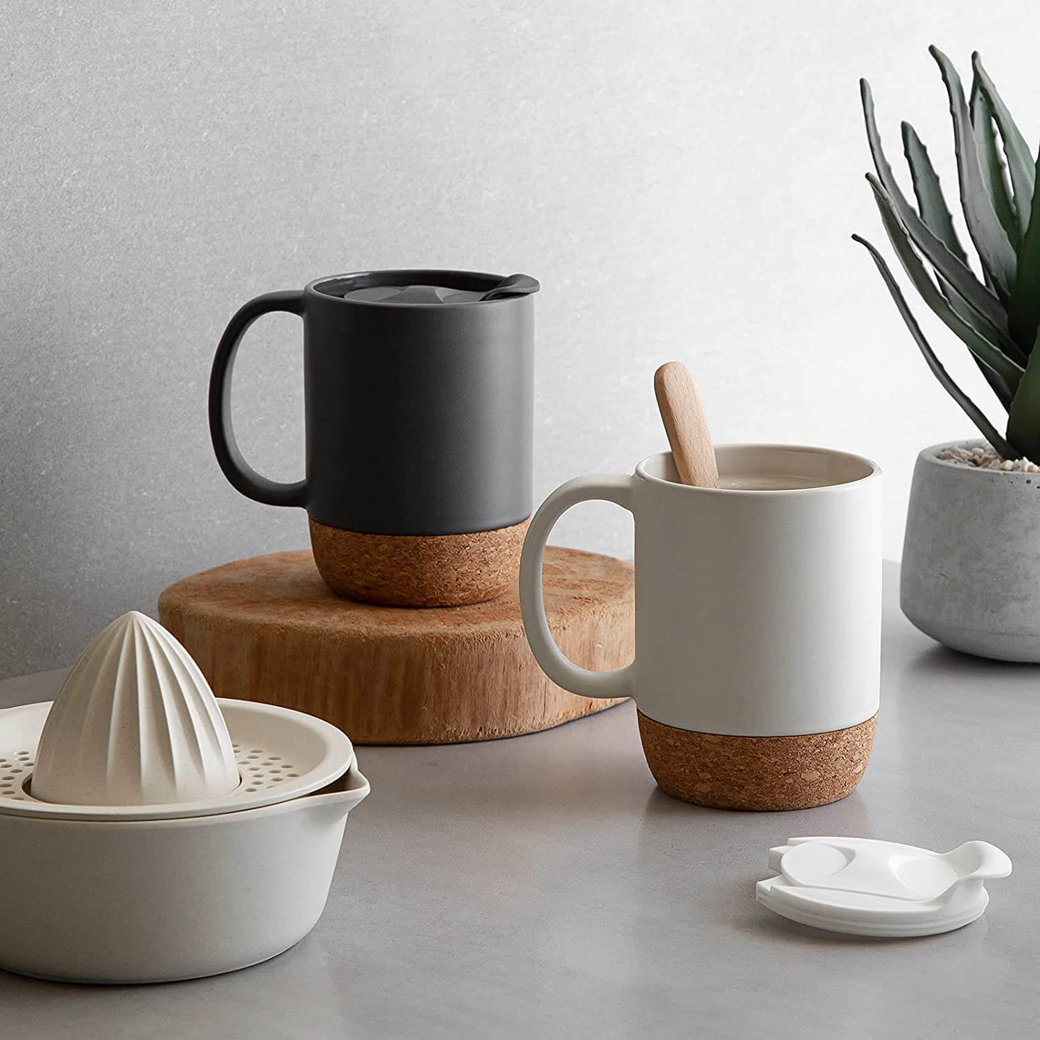 Black Mug with Cork Base
