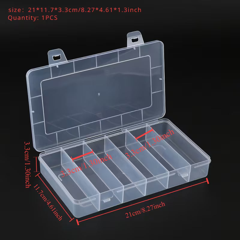 6 Grid Plastic Storage Box – Multipurpose Organizer with Compartments | Jewelry, Craft, Beads & Small Parts Storage Box for Home & Office