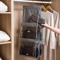6 Pocket Hanging Handbag Organizer For Wardrobe Closet Gray Waterproof Storage Bag Door Wall Clear Sundry Bag With Hange