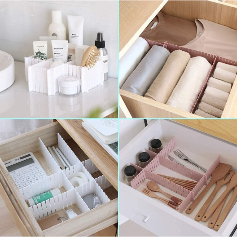 18 Pcs Drawer Organizer Dividers – Adjustable Grid Storage for Kitchen, Closet & Home (Random Color)