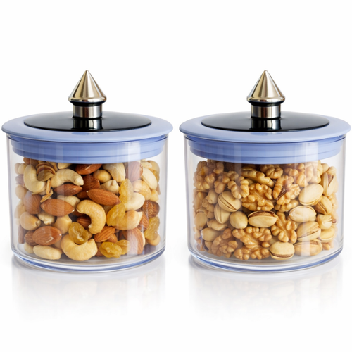 3-Piece Airtight Storage Jar Set with Handle | Transparent Multipurpose Kitchen Containers with Random Color Lids