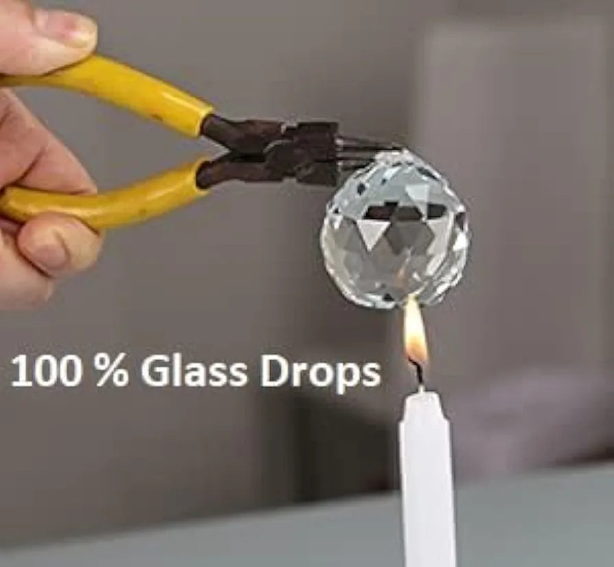 Crystomist Cm 100% Glass Drops, Acrylic Crystal Beads Curtain With 30 Mm Glass Drops  Transparent
