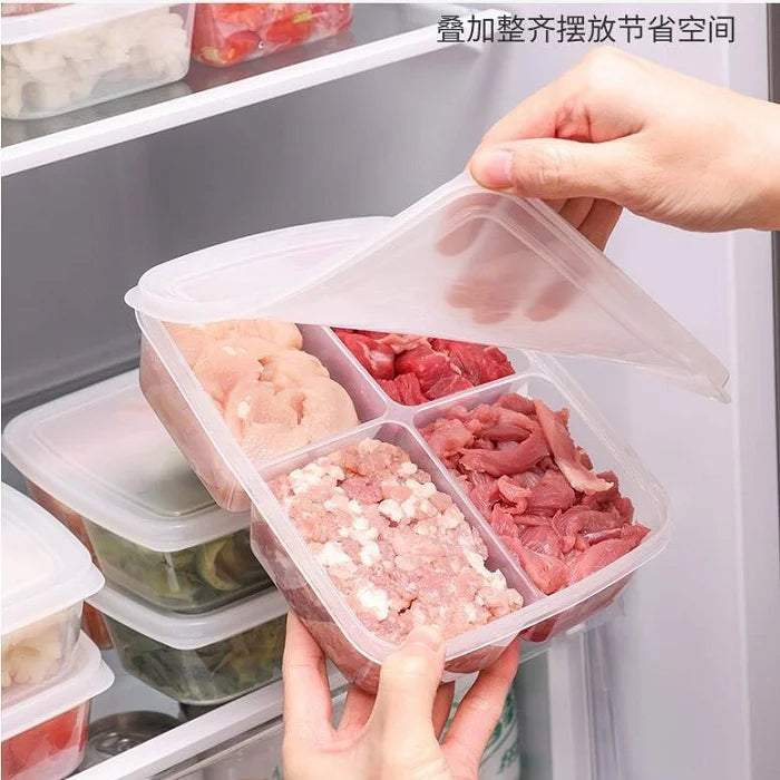 4 Compartment Food Storage Box – BPA-Free Plastic Meal Organizer for Snacks, Dry Fruits, Lunch & Kitchen Storage (1 Pc)