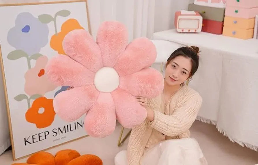RVA Cute Sunflower Shaped Throw Pillows Preppy Decorative Pillows Cushion for Girls Bed Room Couch Sofa Chair Aesthetic Decor 
