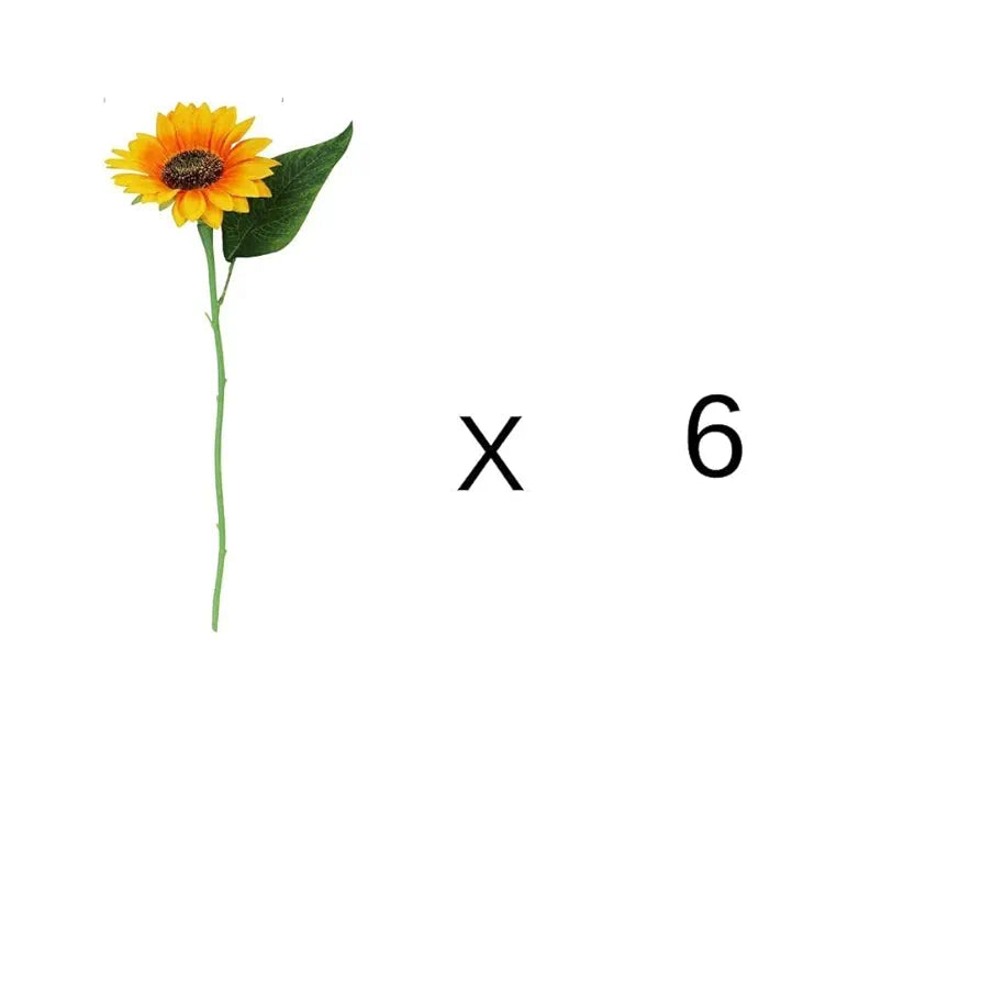 SATYAM KRAFT 1 Pcs Artificial Sunflowers Stick Bunch | Realistic Look & Charming Flowers | 6 Heads Bouquet for Home Decor, Bedroom, Balcony, Wedding  ,Fabric