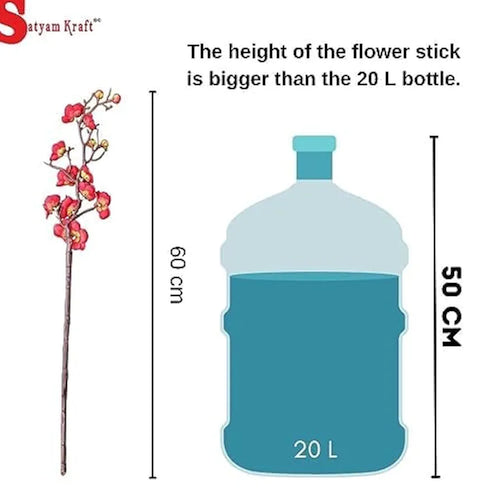 SATYAM KRAFT 3 Sticks Artificial Blossom Flower Bouquet Sticks for Home Decor, Bedroom, Living Room, Table, Balcony, Office, Wedding, Pooja, Anniversary Decorations – White 