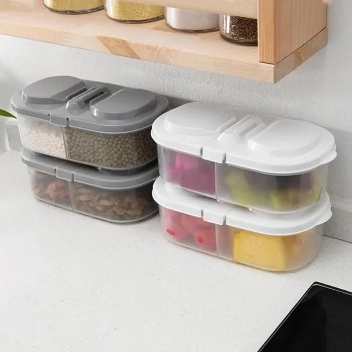 2 Way Tiffin & Storage Box – Multipurpose Lunch Box with Dual Compartments, Airtight & Leakproof Food Container (Random color Lid-Pack of 1)