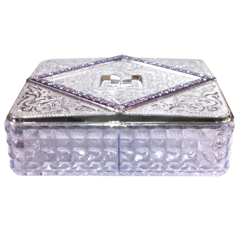 4 Compartment Acrylic Dry Fruit & Mukhwas Box – Chocolate, Snacks & Mouth Freshener Storage Container (Random Color-Pack of 1)