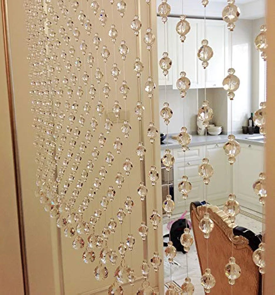 Crystomist Cm 100% Glass Drops, Acrylic Crystal Beads Curtain With 30 Mm Glass Drops  Transparent