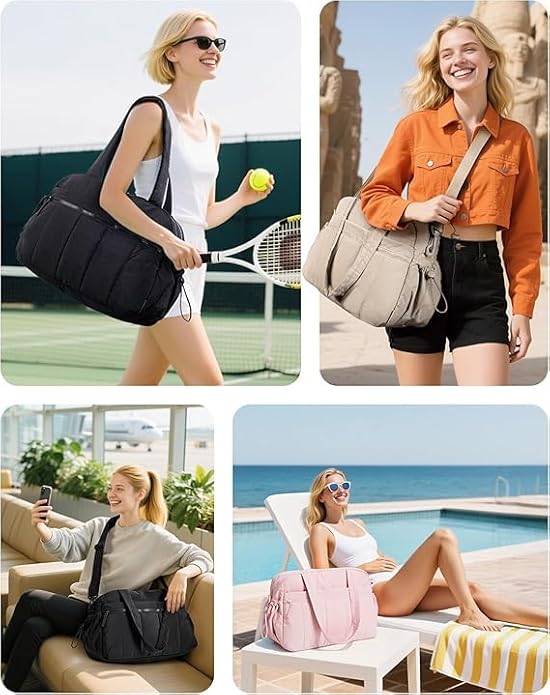 Bag for Women, Duffle Bag for Travel with Wet Pocket, Lightweight Carry on Weekender Duffel, Water Resistant
