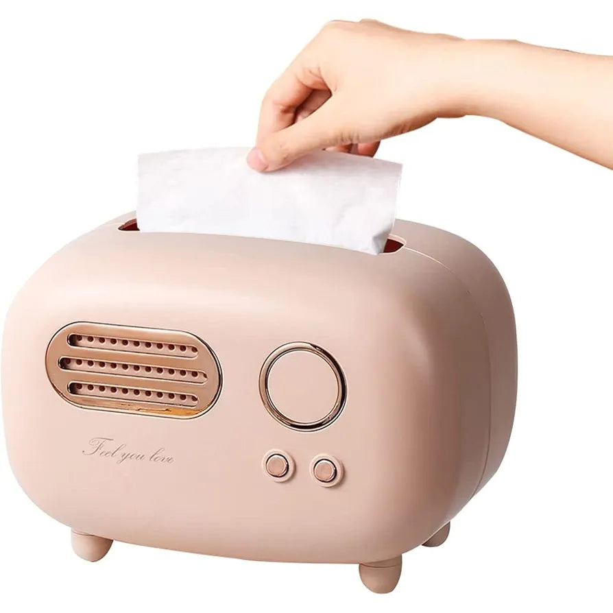 INKULTURE Vintage Retro Tissue Box Holder for Home Kitchen Dining Table & Paper, Living Room, Bedroom & Desktop Tissue Storage Organizer | Pink | Pack of 01