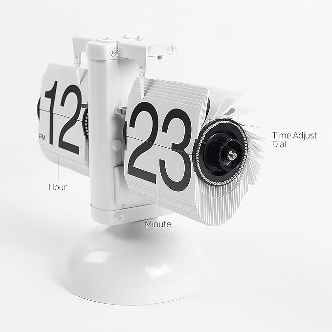 [Retro Style] Classic Metal Mechanical-Digital Display Battery Powered Flip Desk Shelf Clock- 8 x 6.5 x 3 Inches