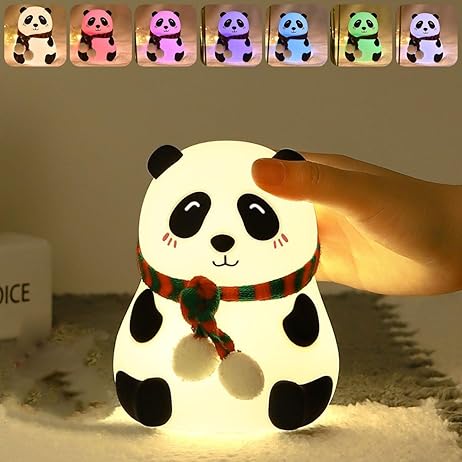 Rechargeable Silicone Panda Night Light for Kids | 7-Color LED Changing Lamp |Adorable Room Decor
