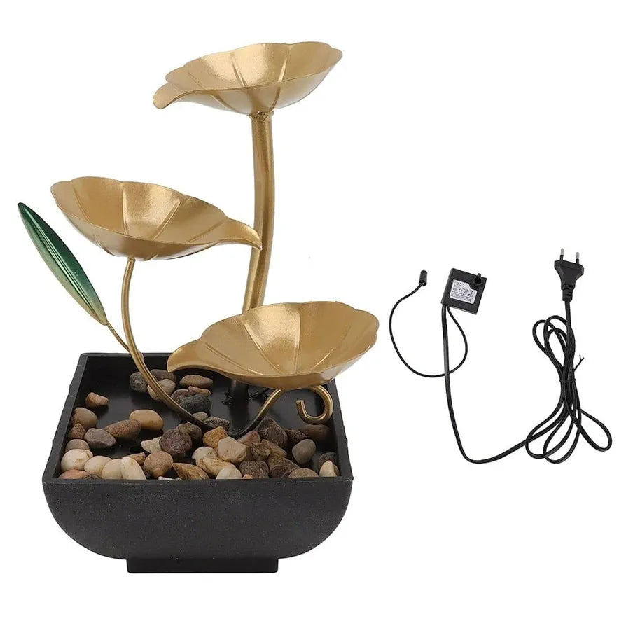 NISHIV Tabletop Fountains Metal Water Fountain Home Decor Ornaments with Waterfall Desktop Leaf Fountains Deep Basin&Natural River Rocks Indoor Zen Relaxation for Decor Office Bedroom 