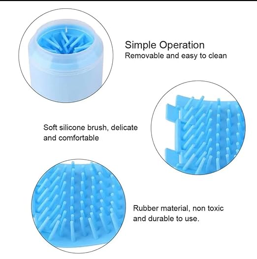 Portable paw cleaner for all breeds & sizes with soft silicone bristles for easy cleaning