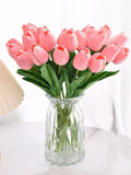 Tied Ribbons 5 Pcs Artificial Tulip Flowers Bunches For Vase  Home Decoration Items For Living Room Corner Table Top Bedroom Wedding Party Decorative Gift  - Silk