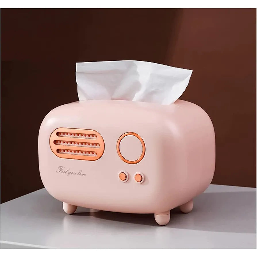 INKULTURE Vintage Retro Tissue Box Holder for Home Kitchen Dining Table & Paper, Living Room, Bedroom & Desktop Tissue Storage Organizer | Pink | Pack of 01