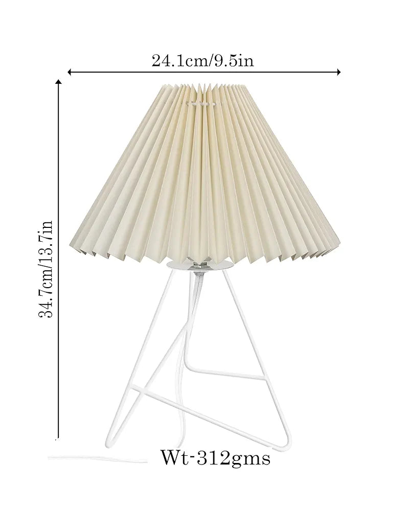 Homesake®Retro Down to The Wire Metal Table Lamp with Fabric Shade, Bedside Lamp Gift Housewarming Home Living Room, Pleated Shade 