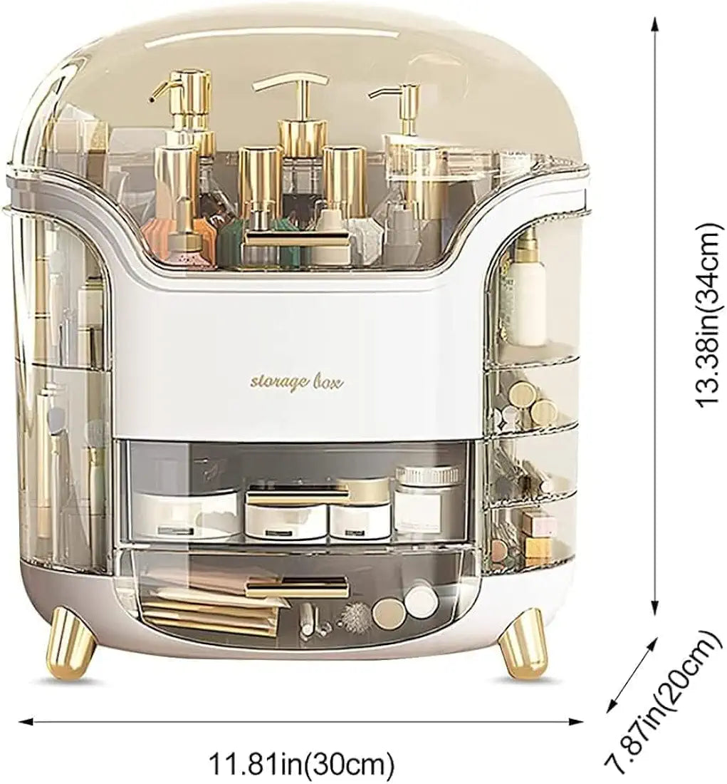 YAGVIZ Makeup Organiser Storage Box for Countertop Cosmetics, Skincare and Beauty Case with Clear Lid Display for Easy Visibility and Drawers for Vanity, Dresser