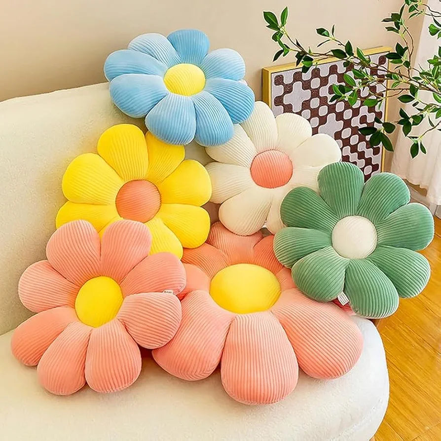 RVA Cute Sunflower Shaped Throw Pillows Preppy Decorative Pillows Cushion for Girls Bed Room Couch Sofa Chair Aesthetic Decor 