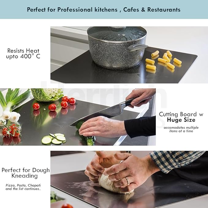 Large Stainless Steel Cutting Board for Kitchen - Premium Vegetable and Fruit Cutter, Heavy-Duty Metal Chopping Board, Big Size Pad (36 cm X 25 cm)