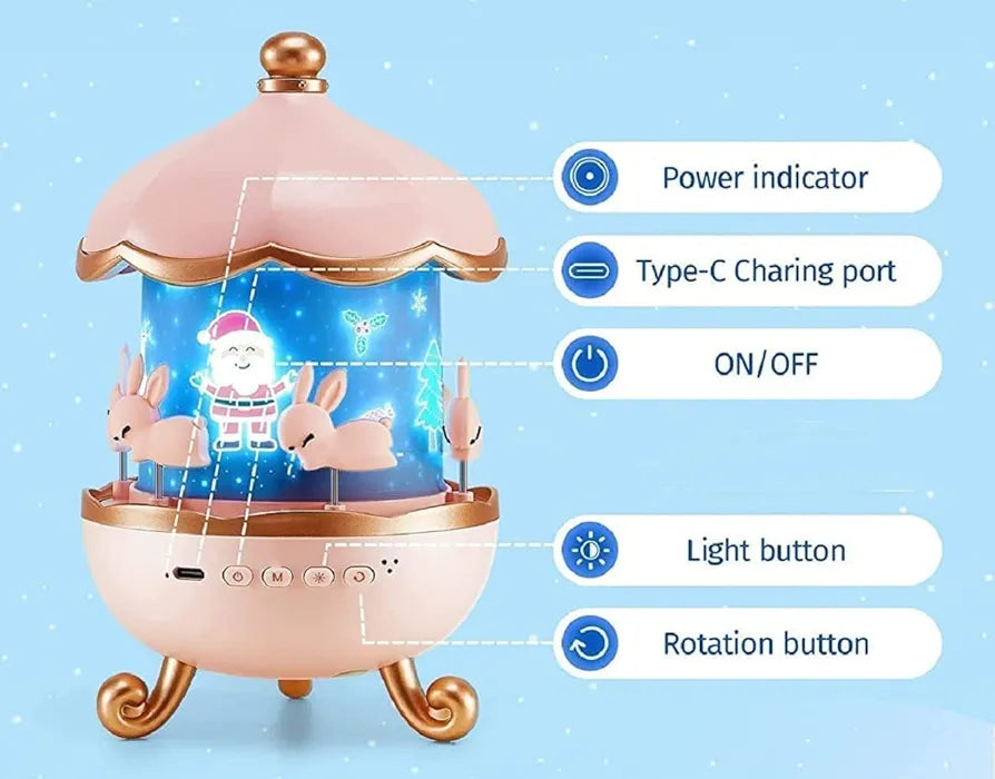 Desidiya Bunny Night Light Cabin Projector Lamp 360° Rotatable LED Night Lamp for Kids Room Decor, Kids Night Lights for Girls Bedroom 6 Film Shade, Star Projector, USB Powered Birthday Gift for Kids