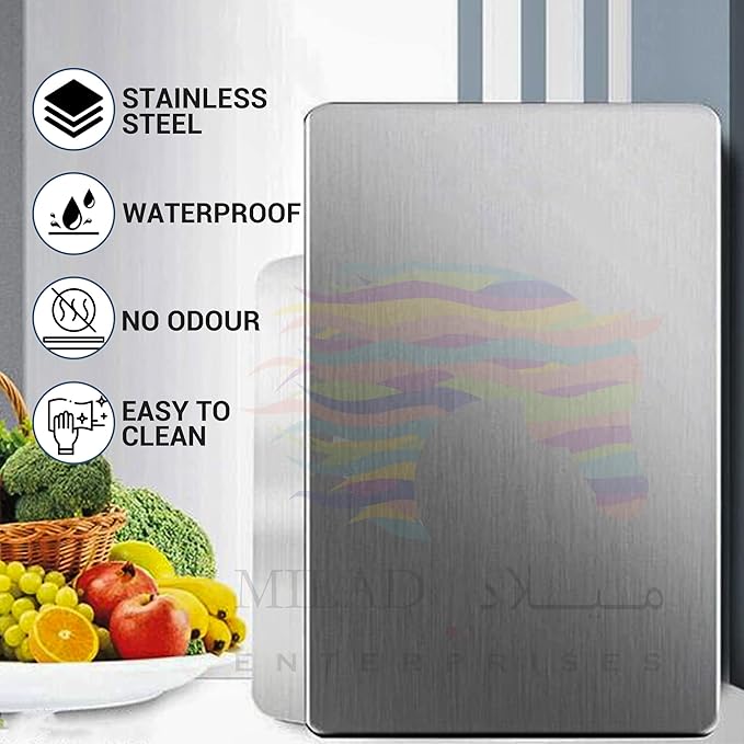 Large Stainless Steel Cutting Board for Kitchen - Premium Vegetable and Fruit Cutter, Heavy-Duty Metal Chopping Board, Big Size Pad (36 cm X 25 cm)