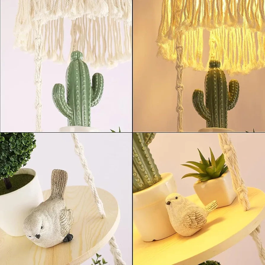 ecofynd Cotton 3 Tier Plant Hanger with Macrame Chandelier, Indoor Outdoor Handmade Boho Hanging Lamp Hanging Planter Flower Pot Holder, Style Decorative Rope for Home, Office, Balcony, Window