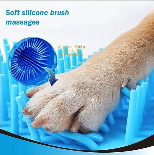 Portable paw cleaner for all breeds & sizes with soft silicone bristles for easy cleaning