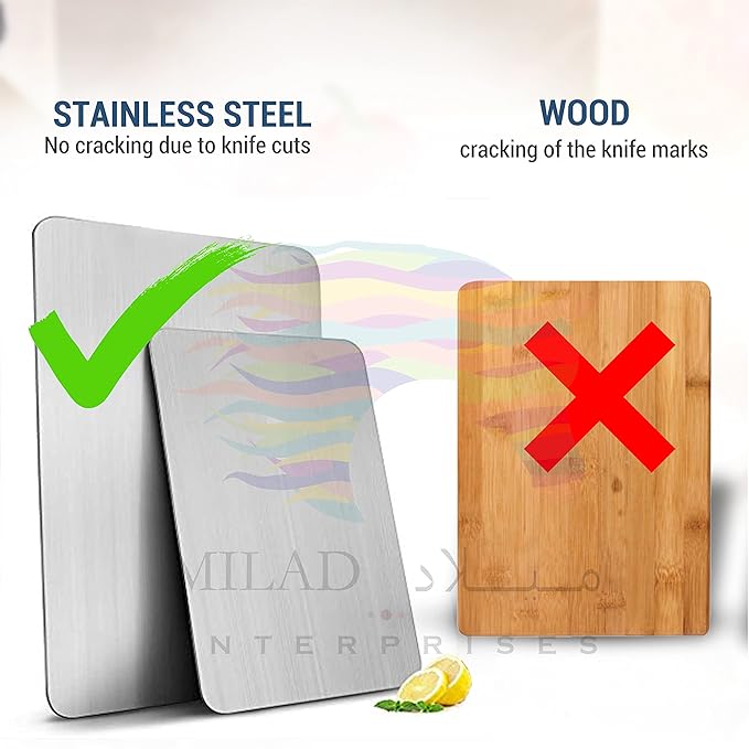 Large Stainless Steel Cutting Board for Kitchen - Premium Vegetable and Fruit Cutter, Heavy-Duty Metal Chopping Board, Big Size Pad (36 cm X 25 cm)