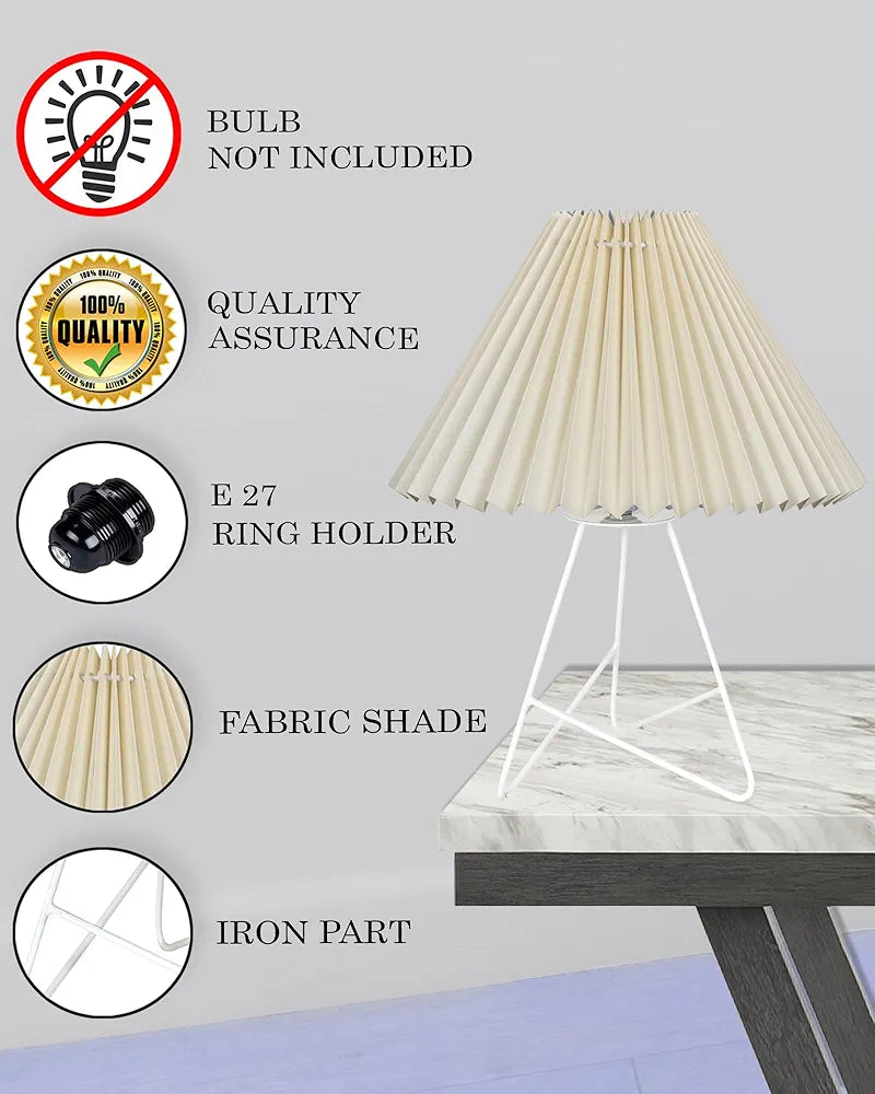 Homesake®Retro Down to The Wire Metal Table Lamp with Fabric Shade, Bedside Lamp Gift Housewarming Home Living Room, Pleated Shade 