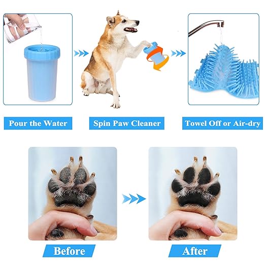 Portable paw cleaner for all breeds & sizes with soft silicone bristles for easy cleaning