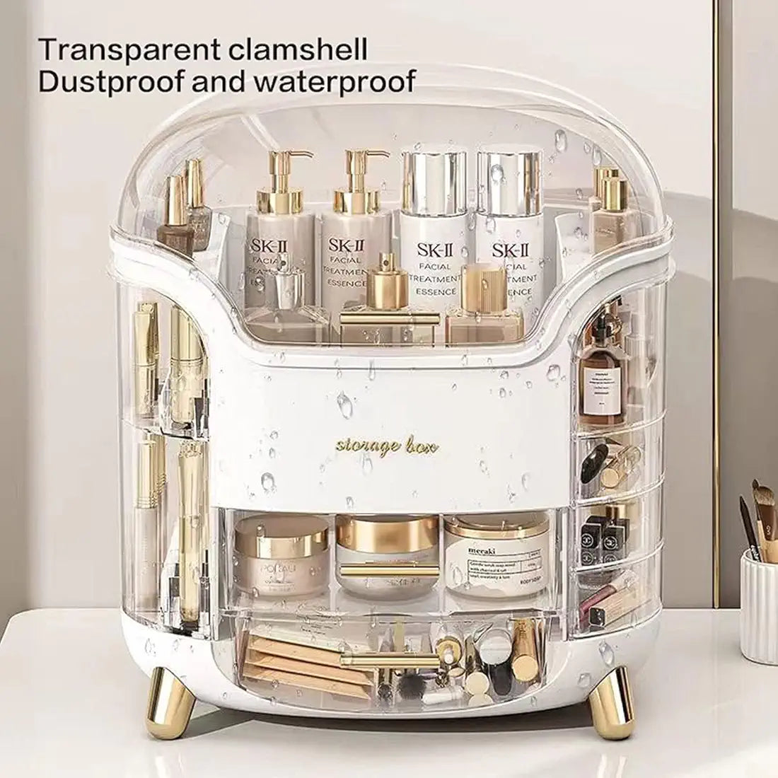 YAGVIZ Makeup Organiser Storage Box for Countertop Cosmetics, Skincare and Beauty Case with Clear Lid Display for Easy Visibility and Drawers for Vanity, Dresser