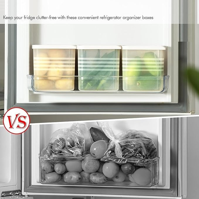 Fridge Storage Boxes –  Food Storage Containers for Kitchen, Refrigerator & Pantry Organization (Pack of 6)