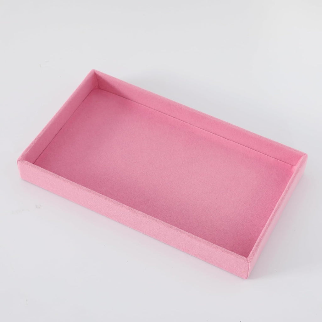 Velvet Pink Jewelry Storage Tray – 18 Slots Earring & Ring Organizer, Stackable Jewelry Display Box(Pack of 1)