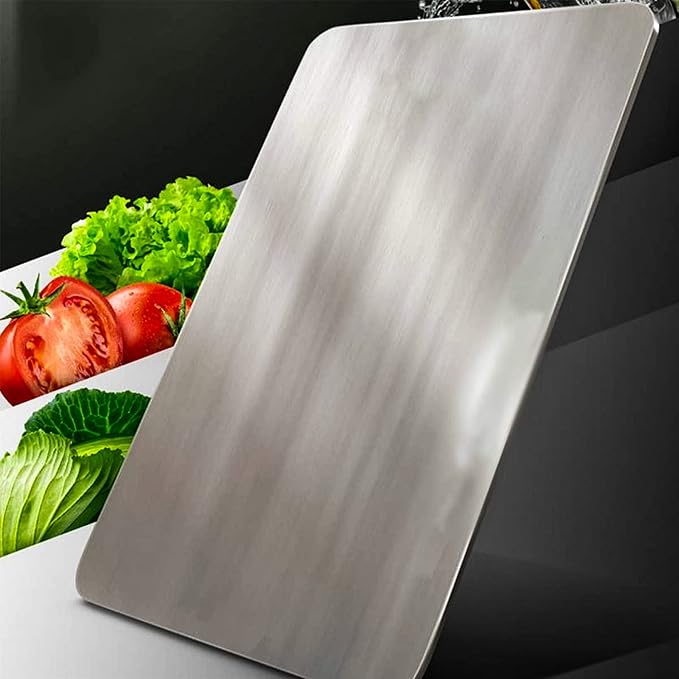 Large Stainless Steel Cutting Board for Kitchen - Premium Vegetable and Fruit Cutter, Heavy-Duty Metal Chopping Board, Big Size Pad (36 cm X 25 cm)