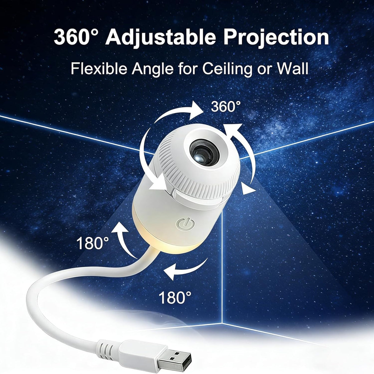 2-in-1 Starry Sky Projector & LED Night Light | USB Portable Moon Projection Lamp