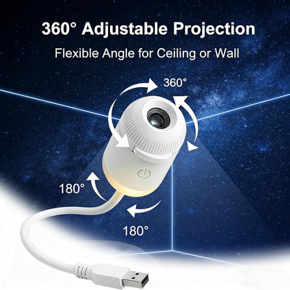 2-in-1 Starry Sky Projector & LED Night Light | USB Portable Moon Projection Lamp