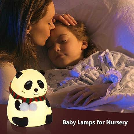 Rechargeable Silicone Panda Night Light for Kids | 7-Color LED Changing Lamp |Adorable Room Decor