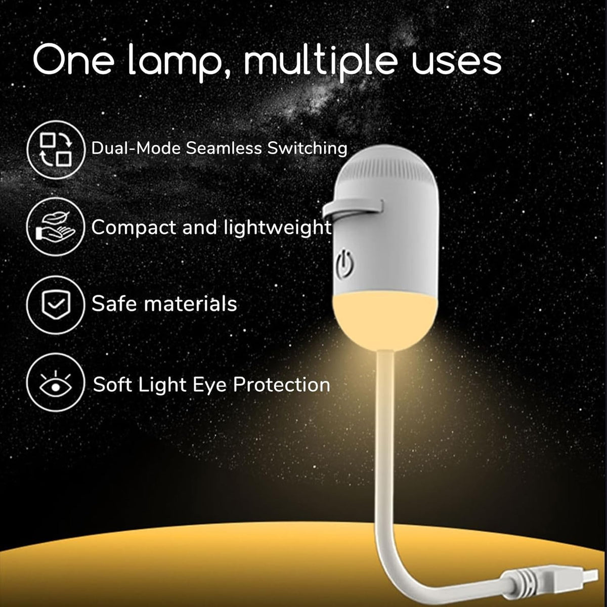 2-in-1 Starry Sky Projector & LED Night Light | USB Portable Moon Projection Lamp