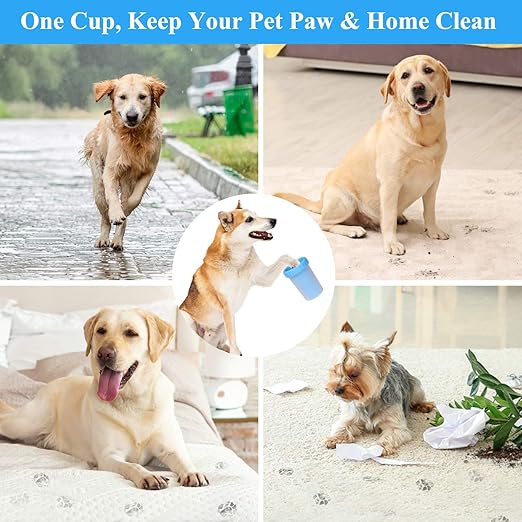 Portable paw cleaner for all breeds & sizes with soft silicone bristles for easy cleaning
