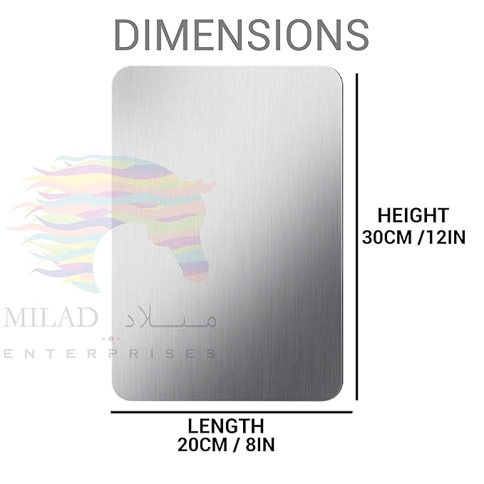 Large Stainless Steel Cutting Board for Kitchen - Premium Vegetable and Fruit Cutter, Heavy-Duty Metal Chopping Board, Big Size Pad (36 cm X 25 cm)