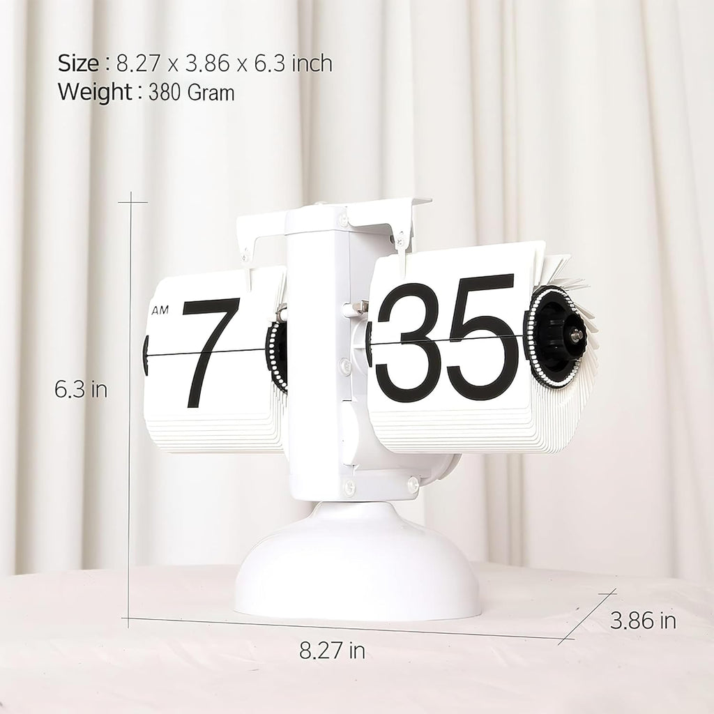 [Retro Style] Classic Metal Mechanical-Digital Display Battery Powered Flip Desk Shelf Clock- 8 x 6.5 x 3 Inches