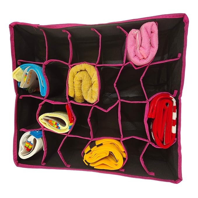 Large Capacity Fabric Closet Organizer – 24-Grid Drawer Divider (Random Color)