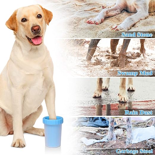 Portable paw cleaner for all breeds & sizes with soft silicone bristles for easy cleaning