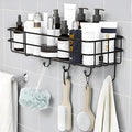 Self Adhesive Bathroom Shelf for Wall/Shelf Organizer/Kitchen Shelf with Magic Stickers - Pack of 1 (Black, Powder Coated)