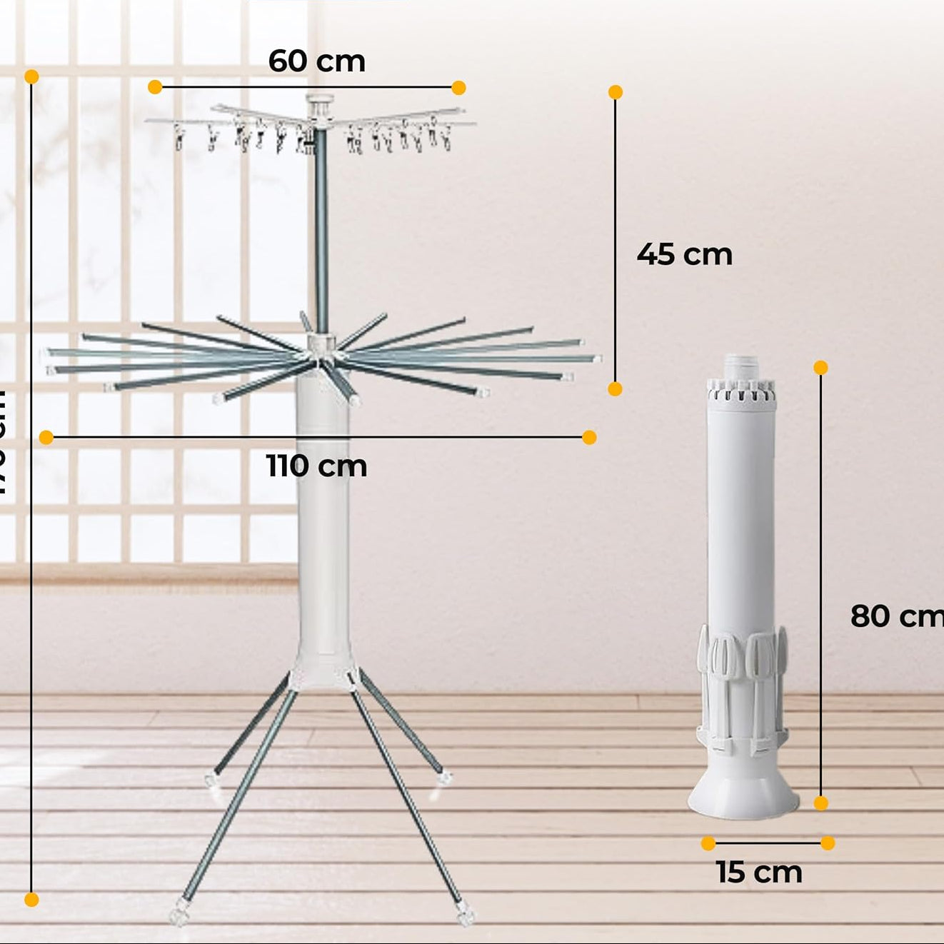 Foldable Rotating Cloth Drying Rack | 360° Multi-Layer Laundry Stand with Lockable Wheels & Strong Load Capacity