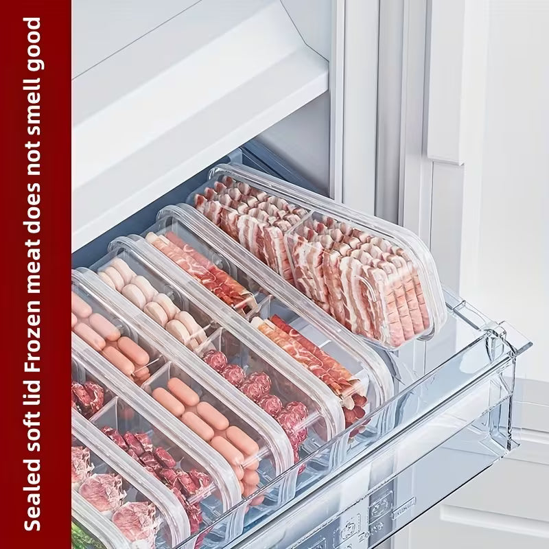 2 Compartment Freezer Storage Containers – Airtight Leak-Proof Food-Grade Meat Organizer with Divider (Pack of 1)
